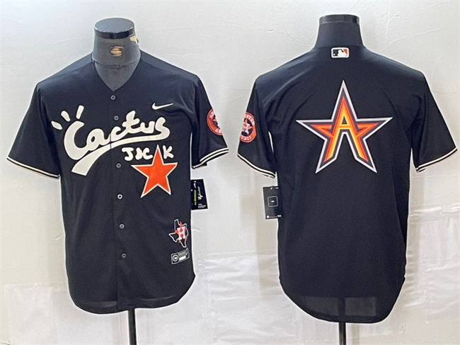 Men's Houston Astros Team Big Logo Black Cactus Jack Vapor Premier Limited Stitched Baseball Jersey